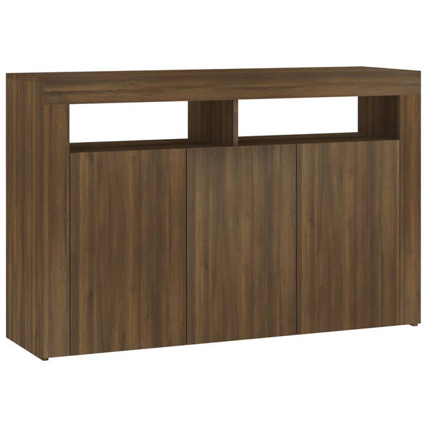 The Living Store Dressoir - LED-verlichting - Bewerkt hout - 115.5 x 30 x 75 cm - Bruineiken - Trendy