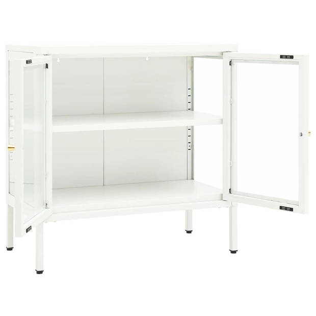 The Living Store Dressoir - Opbergkast - 70 x 35 x 70 cm - Staal en glas