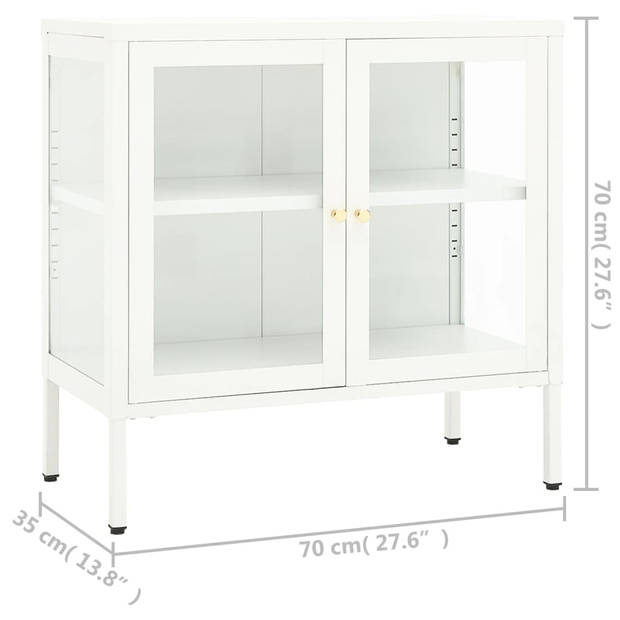 The Living Store Dressoir - Opbergkast - 70 x 35 x 70 cm - Staal en glas