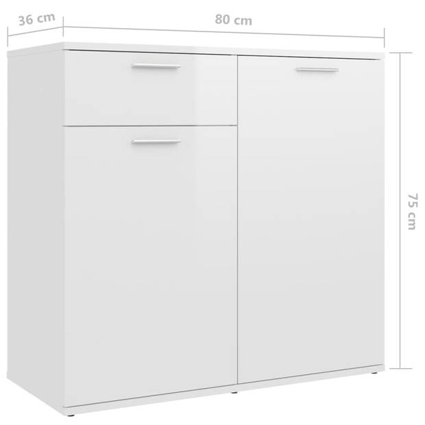 The Living Store Dressoir Meubelen - 160 x 36 x 75 cm - Hoogglans wit - 4 deuren - 2 lades