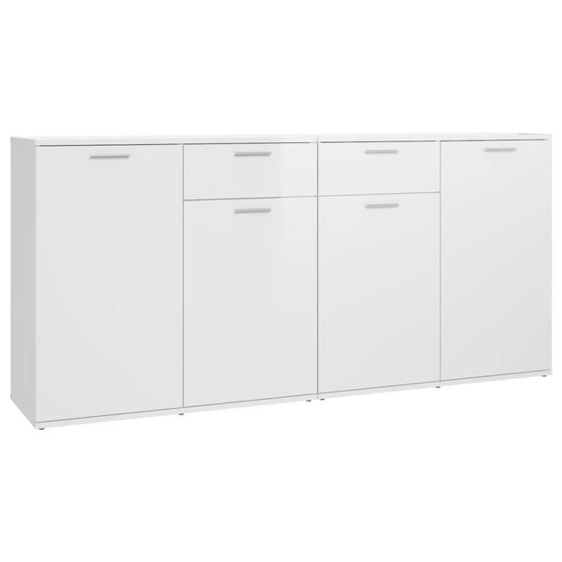 The Living Store Dressoir Meubelen - 160 x 36 x 75 cm - Hoogglans wit - 4 deuren - 2 lades