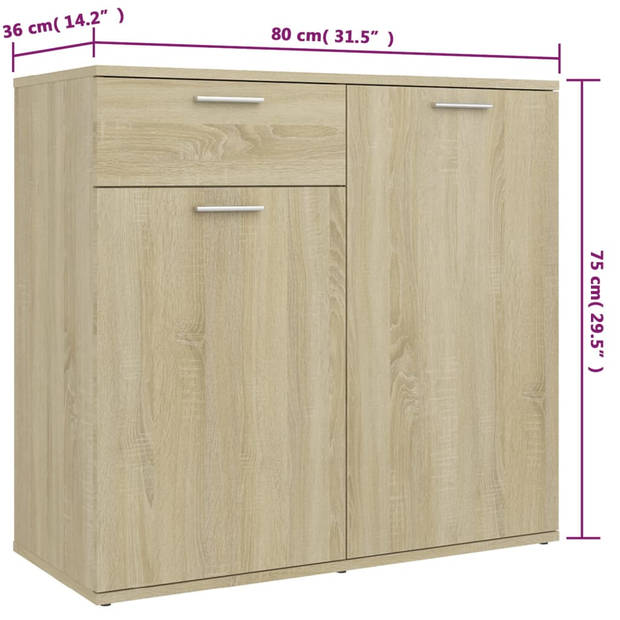 vidaXL Dressoir 160x36x75 cm bewerkt hout sonoma eikenkleurig