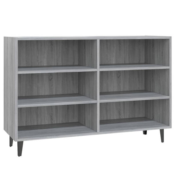 The Living Store Dressoir Industrieel - Grijs Sonoma Eiken - 103.5x35x70 cm - Met 6 schappen