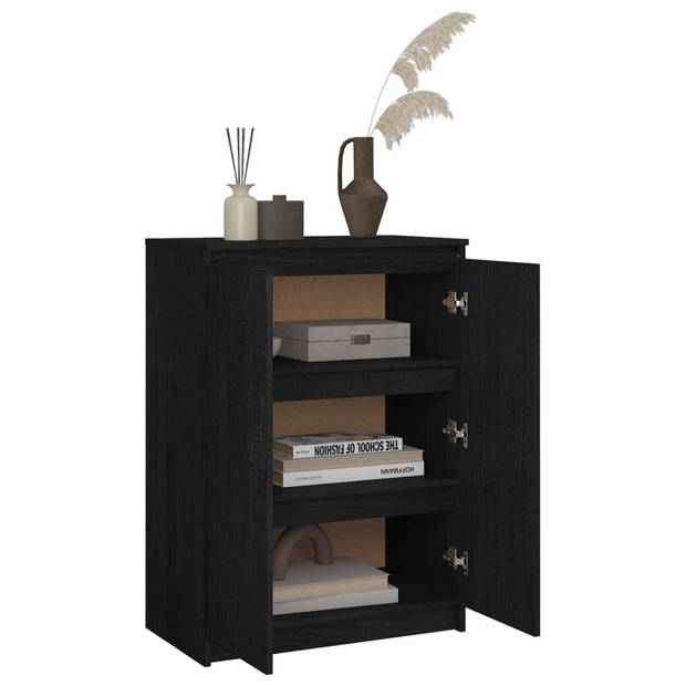 The Living Store Dressoir - Massief grenenhout - 60 x 36 x 84 cm - zwart