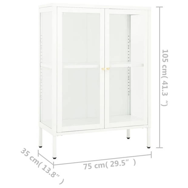 The Living Store Dressoir - Staal - Wit - 75 x 35 x 105 cm - Verstelbaar schap en poten