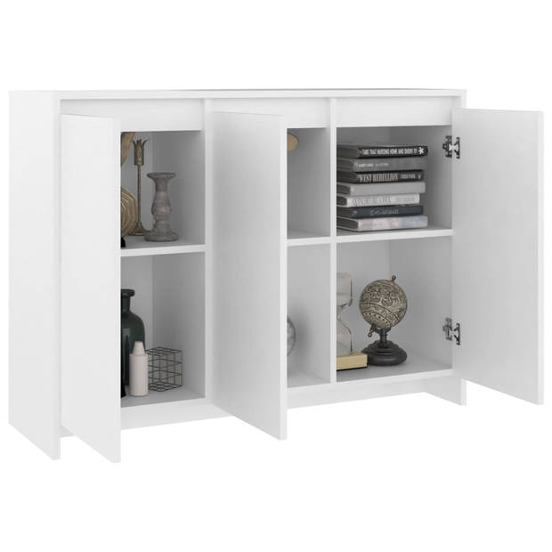 The Living Store Bijzetkast - Dressoir - 102 x 33 x 75 cm - Stevige constructie - Wit - Spaanplaat