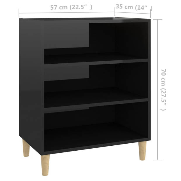 vidaXL Dressoir 57x35x70 cm bewerkt hout hoogglans zwart