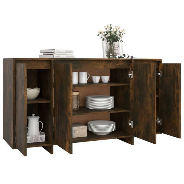 The Living Store Dressoir - Bijzetkast - 135x41x75 cm - Gerookt eiken - Montage vereist