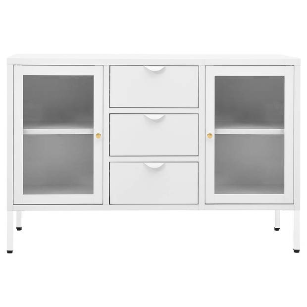 vidaXL Dressoir 105x35x70 cm staal en gehard glas wit