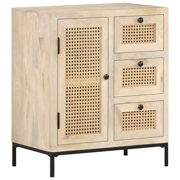 The Living Store Rustiek Mangohouten Dressoir - 60 x 35 x 70 cm - Massief Mangohout - Webbing Patroon