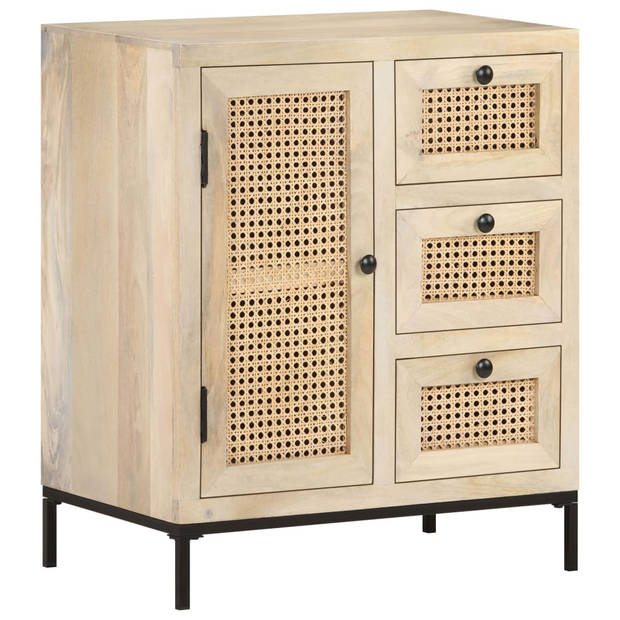 The Living Store Rustiek Mangohouten Dressoir - 60 x 35 x 70 cm - Massief Mangohout - Webbing Patroon