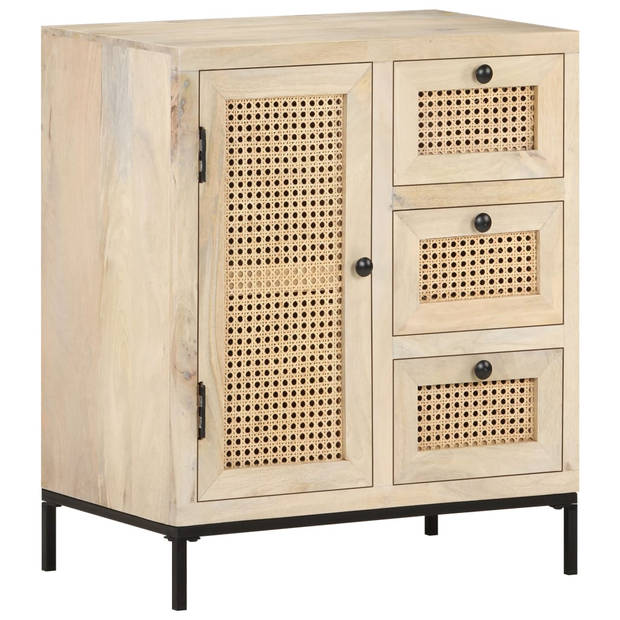 The Living Store Rustiek Mangohouten Dressoir - 60 x 35 x 70 cm - Massief Mangohout - Webbing Patroon