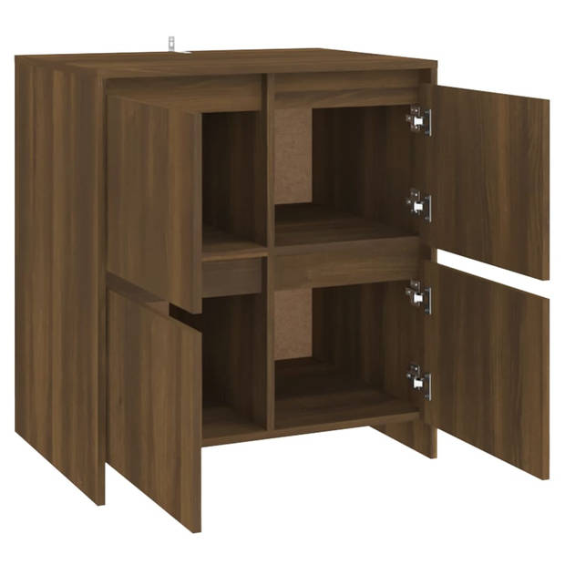 The Living Store Dressoir Minimalistisch Bruineiken 4 Deuren 70x41x75 cm