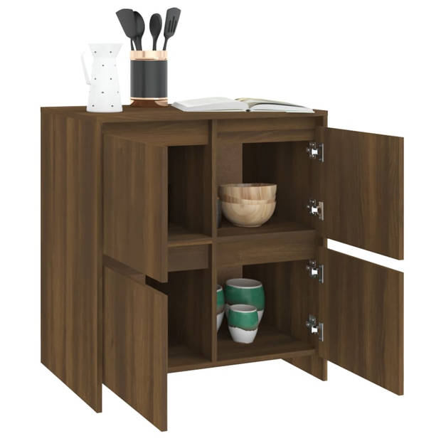 The Living Store Dressoir Minimalistisch Bruineiken 4 Deuren 70x41x75 cm