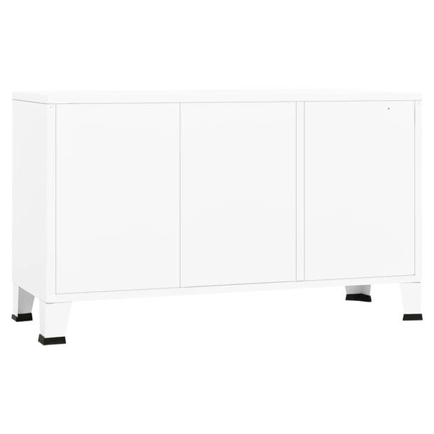 The Living Store Dressoir Industrieel - Wit - 105 x 35 x 62 cm - Metaal en Glas