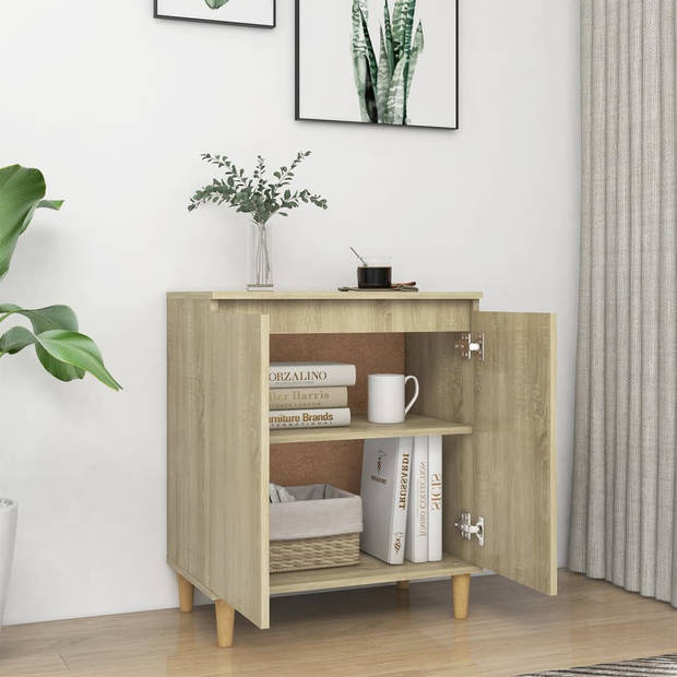 The Living Store Dressoir met houten poten 60x35x70 cm spaanplaat sonoma eiken - Keukenkast