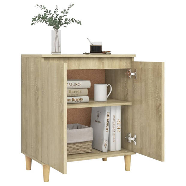 The Living Store Dressoir met houten poten 60x35x70 cm spaanplaat sonoma eiken - Keukenkast