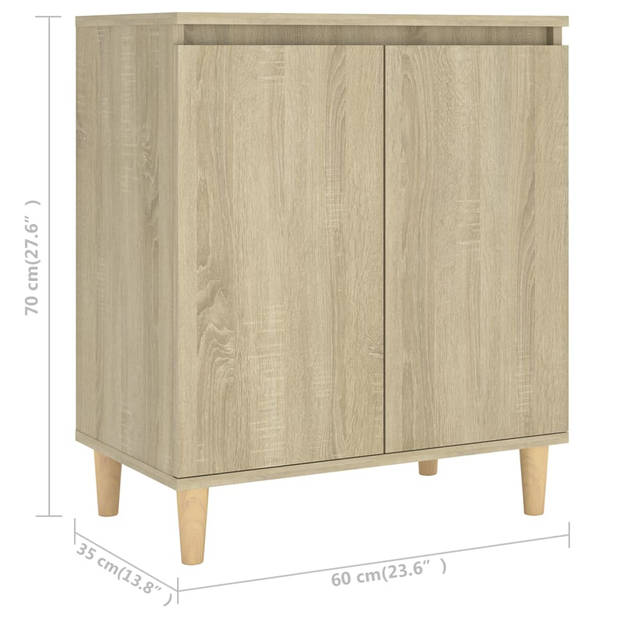 vidaXL Dressoir met houten poten 60x35x70 cm bewerkt hout sonoma eiken