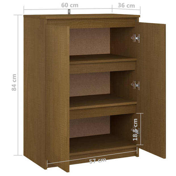 The Living Store Houten Dressoir - 60 x 36 x 84 cm - Honingbruin