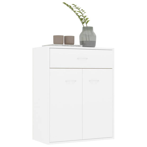 The Living Store Dressoir Minimalistisch Wit 60x30x75cm - Met 2 Deuren en 1 Lade