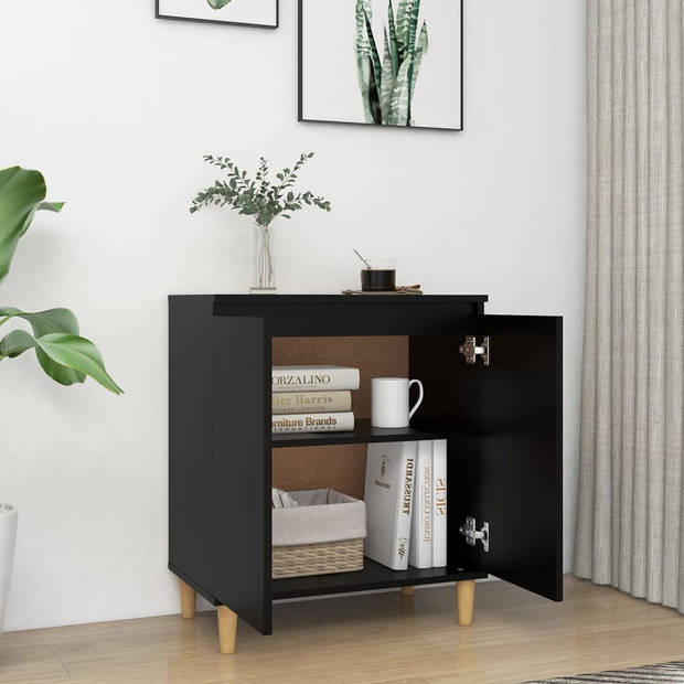 The Living Store Dressoir Scandinavische Stijl - 60 x 35 x 70 cm - Zwart - Met 4 Poten