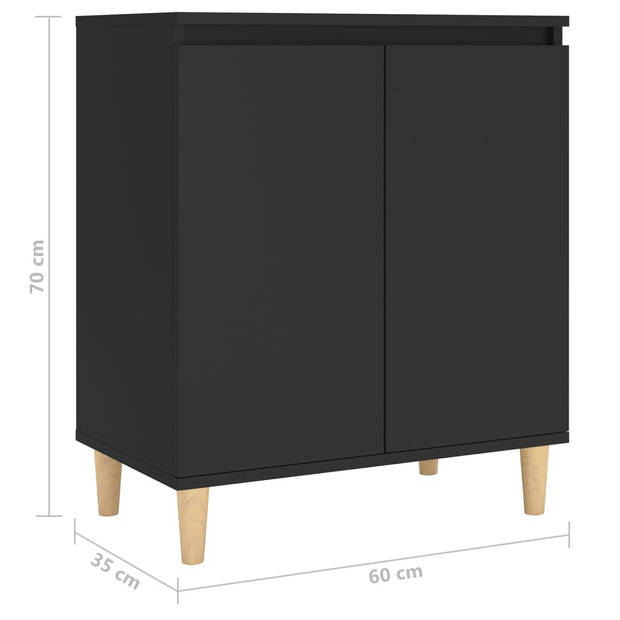 vidaXL Dressoir met houten poten 60x35x70 cm bewerkt hout zwart