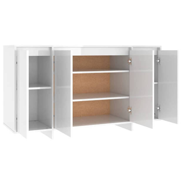 vidaXL Dressoir 135x41x75 cm bewerkt hout hoogglans wit