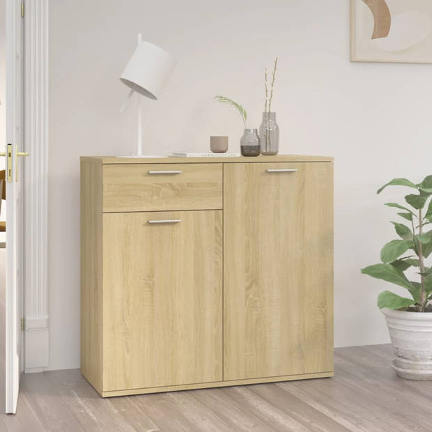 The Living Store Dressoir sonoma eiken 80 x 36 x 75 cm - 2 deuren 1 lade