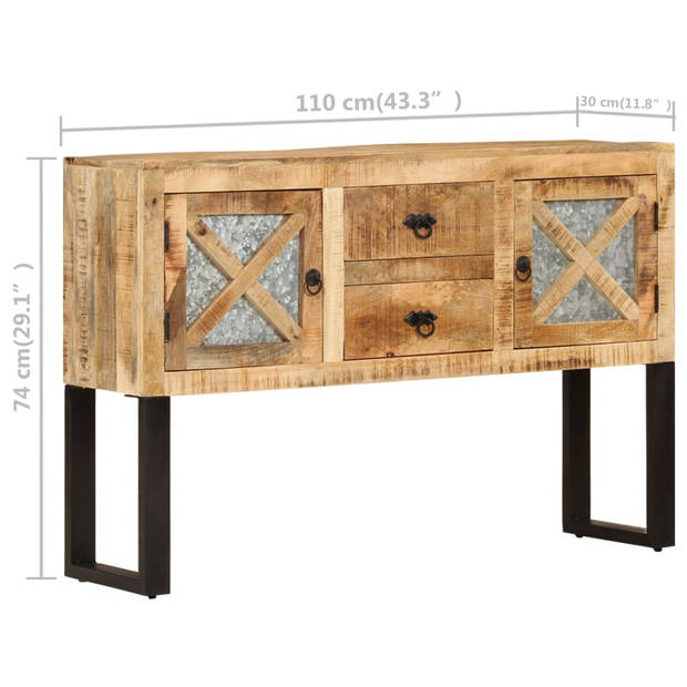 The Living Store Dressoir - Industriële stijl - Mangohout - 110x30x74 cm - 2 deuren en 2 lades