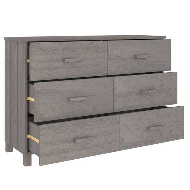 The Living Store HAMAR Dressoir - Lichtgrijs - 113 x 40 x 80 cm - Massief grenenhout