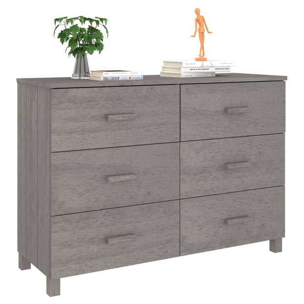 The Living Store HAMAR Dressoir - Lichtgrijs - 113 x 40 x 80 cm - Massief grenenhout