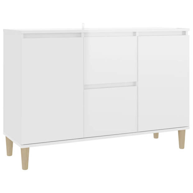 The Living Store Dressoir - Hoogglans wit - 103.5 x 35 x 70 cm - Stevig - duurzaam - 2 lades - 2 deuren