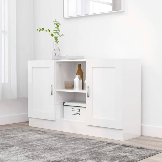 The Living Store Dressoir - Trendy - Opbergkast - 120 x 30.5 x 70 cm - Kleur- Hoogglans wit