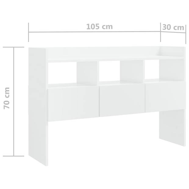 vidaXL Dressoir 105x30x70 cm bewerkt hout hoogglans wit