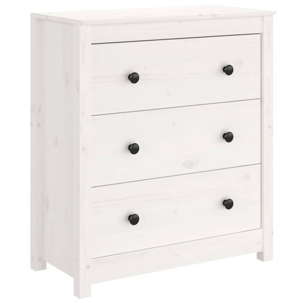 The Living Store Dressoir Grenenhout - Wit - 70 x 35 x 80 cm - Opbergruimte - Stevig blad