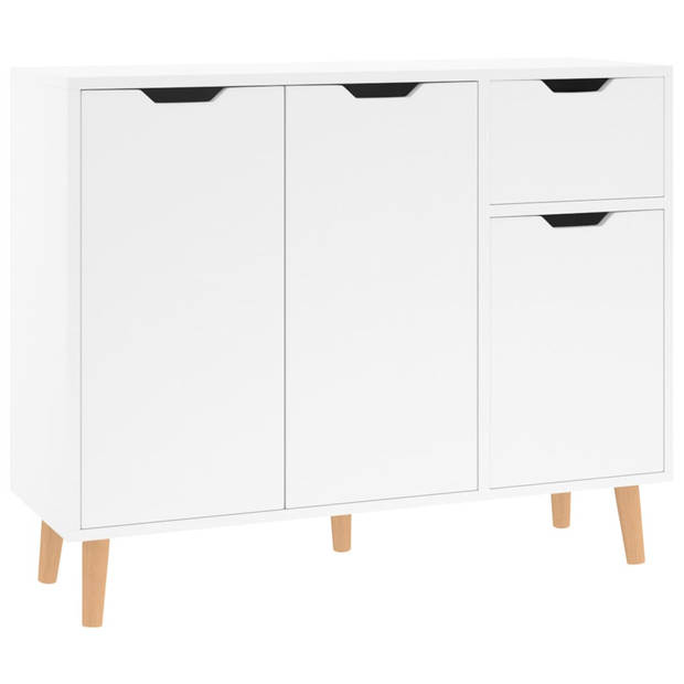 The Living Store Dressoir Bijzetkast - 90x30x72cm - Hoogglans wit - spaanplaat