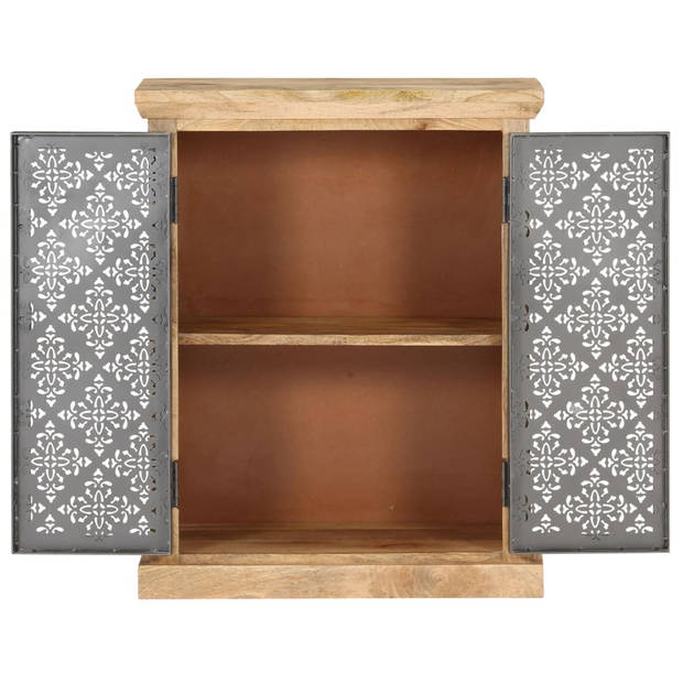 The Living Store Dressoir Mangohout - 60 x 35 x 75 cm - Zwart - Stalen deuren