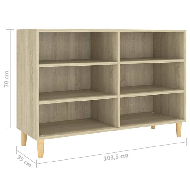 The Living Store Dressoir Scandinavische Charme - 103.5 x 35 x 70 cm - Sonoma Eiken - Montage vereist