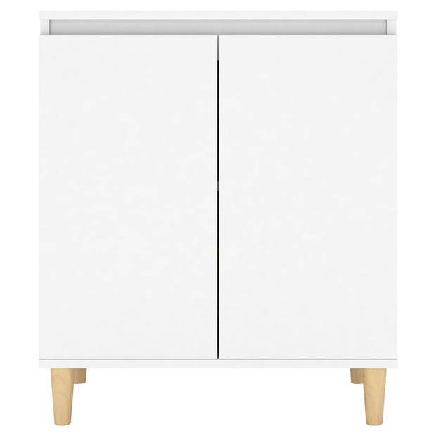 The Living Store Dressoir met massief houten poten 60x35x70 cm bewerkt hout wit - Keukenkast