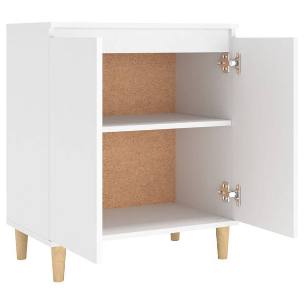 The Living Store Dressoir met massief houten poten 60x35x70 cm bewerkt hout wit - Keukenkast