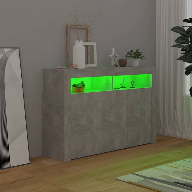 The Living Store Dressoir Betongrijs - 115.5 x 30 x 75 cm - LED-verlichting