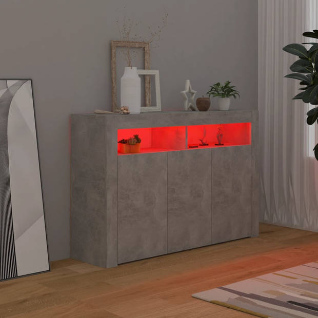 The Living Store Dressoir Betongrijs - 115.5 x 30 x 75 cm - LED-verlichting