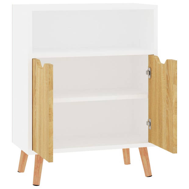 The Living Store Dressoir - Bijzetkast - 60x30x72 cm - wit/sonoma eiken - spaanplaat