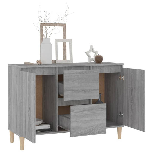 The Living Store Dressoir - Grijs Sonoma Eiken - 103.5 x 35 x 70 cm - Bewerkt Hout