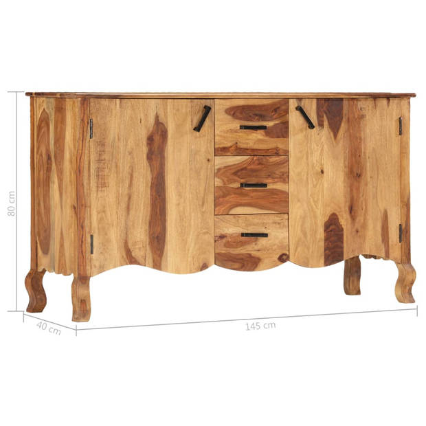 The Living Store Sheeshamhouten dressoir - 145 x 40 x 80 cm - 3 lades en 2 deuren