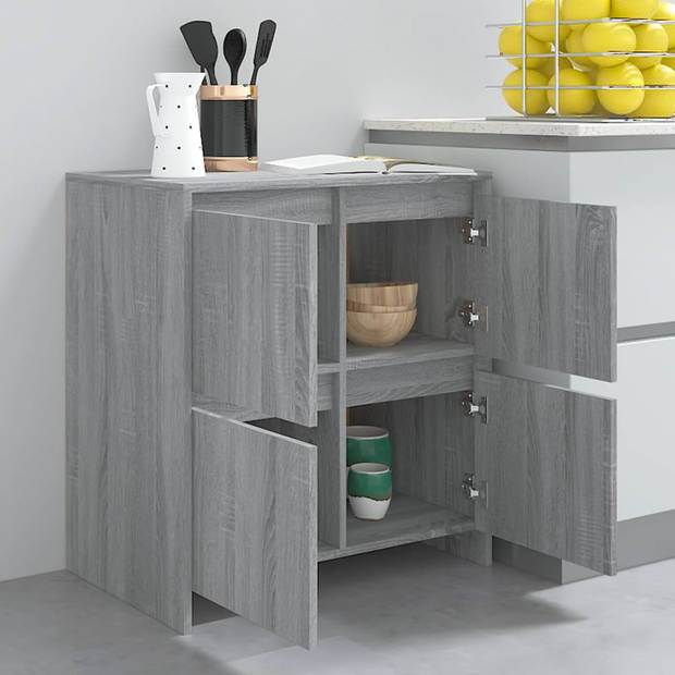 The Living Store Dressoir - Grijs Sonoma Eiken - 70 x 41 x 75 cm - Multimedia-opbergruimte