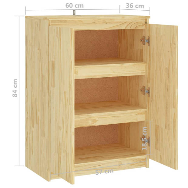 vidaXL Dressoir 60x36x84 cm massief grenenhout