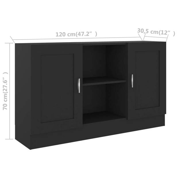 The Living Store Dressoir - Trendy - Opbergkast - 120x30.5x70 cm - Zwart