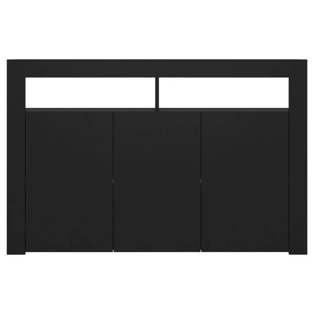 The Living Store Dressoir - LED-verlichting - 115.5 x 30 x 75 cm - Zwart hout