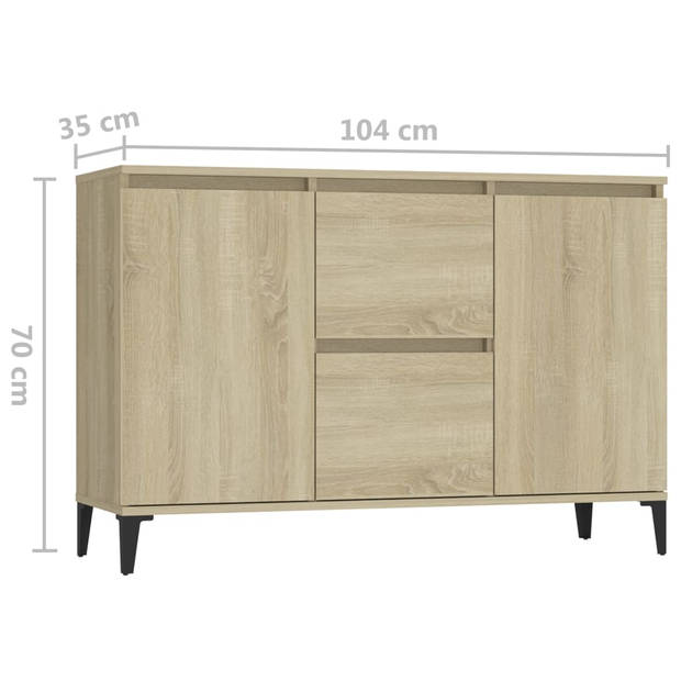 vidaXL Dressoir 104x35x70 cm bewerkt hout sonoma eikenkleurig